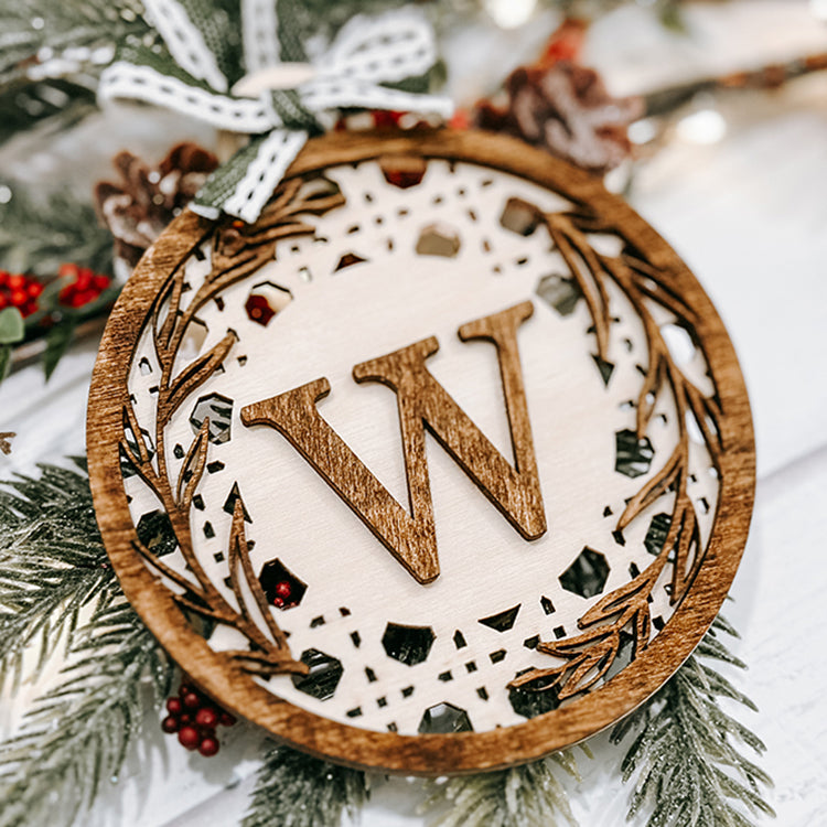 Boho Rattan Monogram Ornament