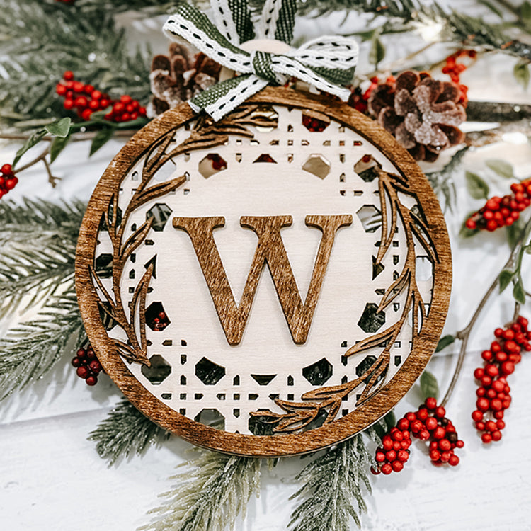 Boho Rattan Monogram Ornament